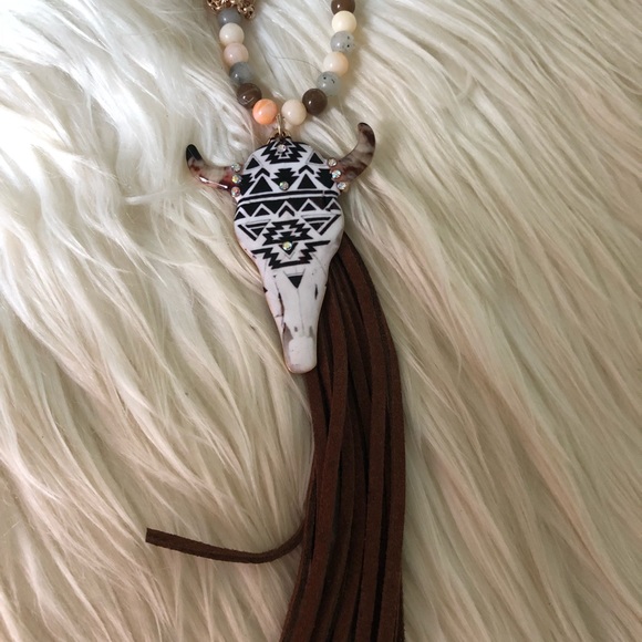 Steer Head Necklace and Earring Set - Picture 3 of 8